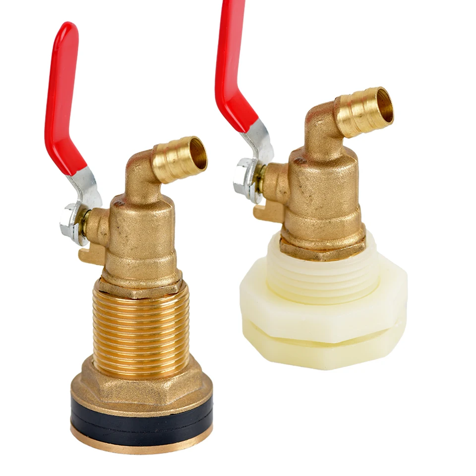 Rubinetto Per Vasca IBC 1000L Con Adattatore In Rame 3/4 - Raccordo Per Tubo Da Giardino E Serbatoio Acqua Piovana, Filetto S60X6, DN40/50