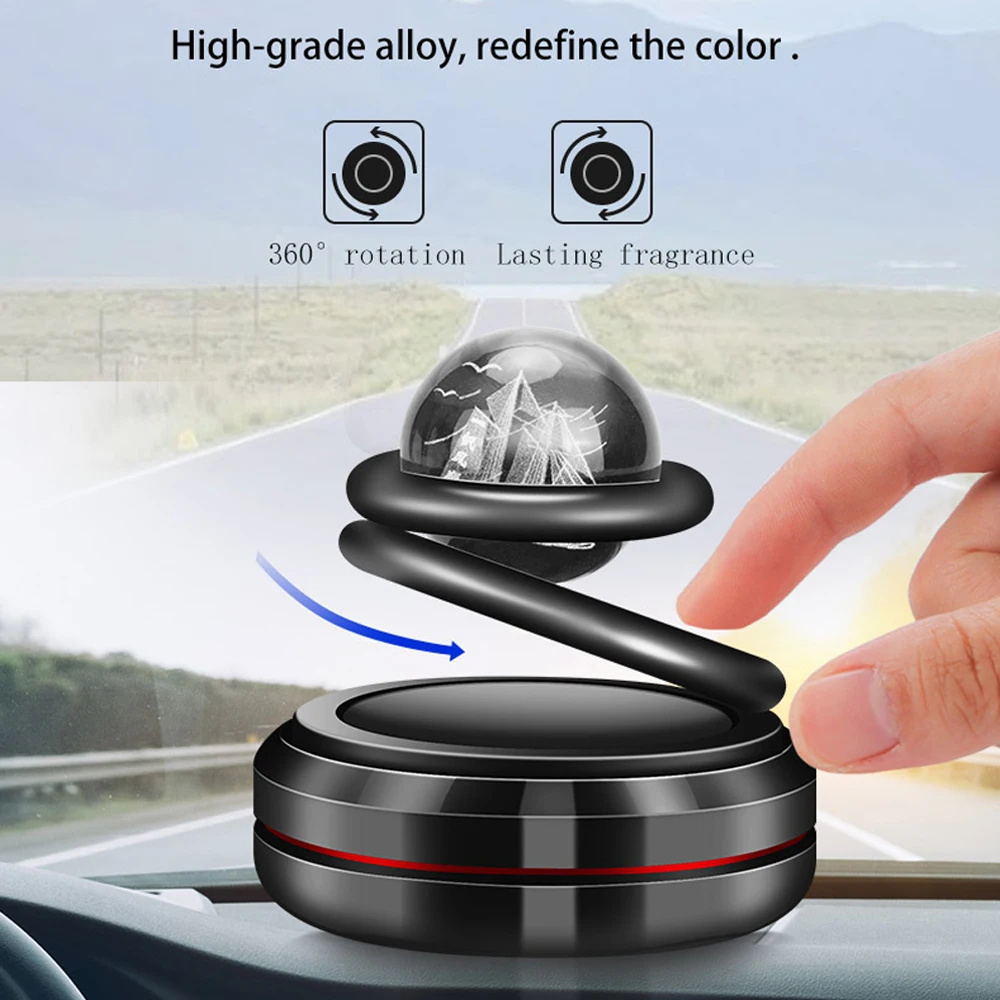 Solar Energy Car Air Freshener Alloy Auto Rotating Air Fresher