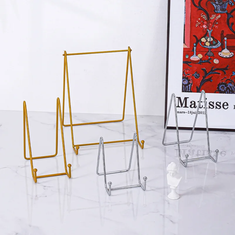 1pc Plate Display Stand Picture Easel Metal Plate Stands Holder Display Pictures Frame Photo Decorative Dish Tabletop Arts, Plate Display Stand