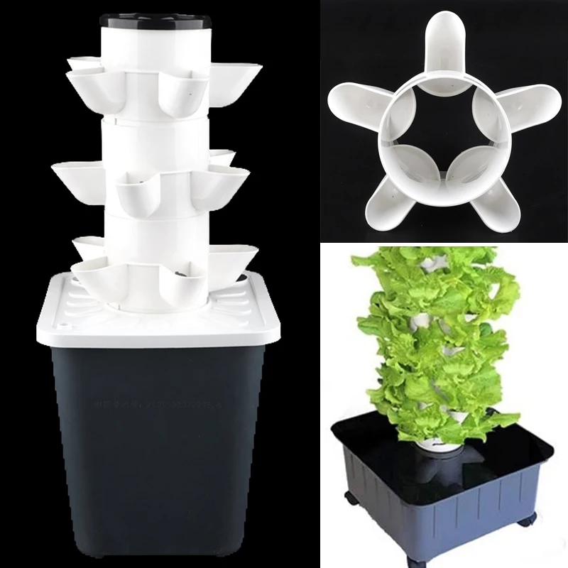 2Pcs DIY Indoor Soilless Vegetable Planter Detachable PP Colonization Cups Vertical Tower Planter Hydroponic System Accessories