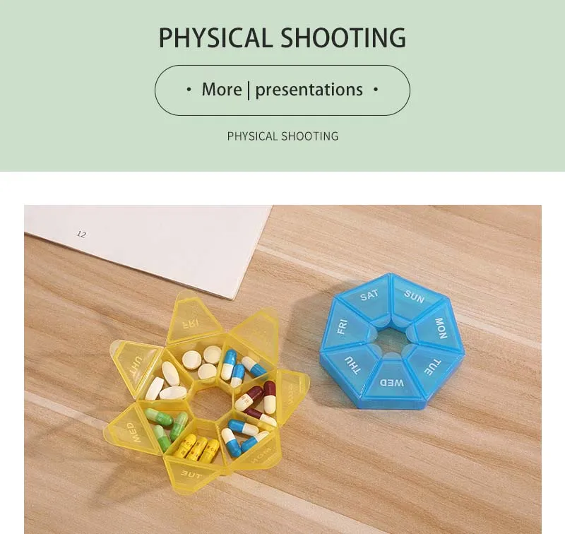 1Pcs Pille Fall Kunststoff 7 Tage Tablet Candy Box Tragbare Lagerung Tablet Halter Reise Veranstalter Pille Dispenser Container – Detail 12