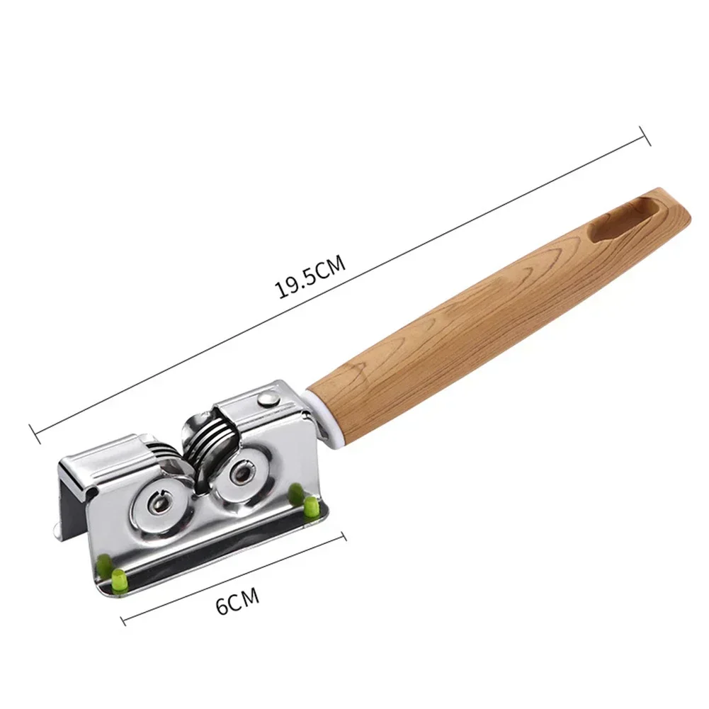Handheld Manual Blade Sharpener Rotating Steel Wheel Sharpening Discs With Bubinga Wood Handle Kitchen Tools