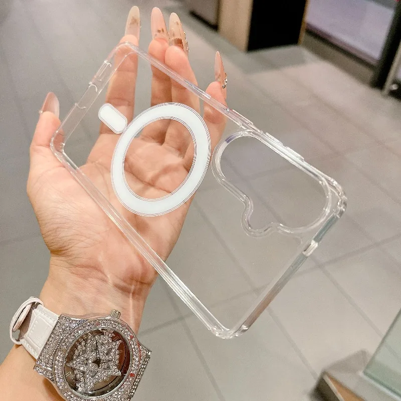 2026 New Magnetic Clear Phone Case For Samsung Galaxy S26 S25 S24 S23 S22 S21 Plus Ultra FE for Magsafe Transparent Cover Funda 3