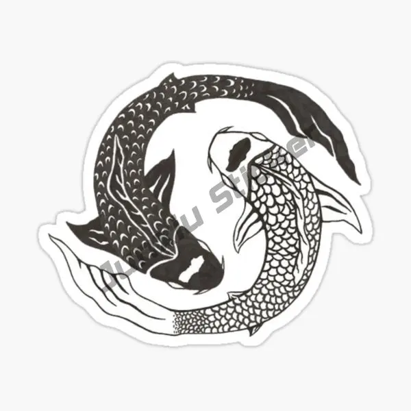 thumbnail image 1 of Pegatina de vinilo con diseño de pez koi nadando, Yin Yang, arte de pared, tatuaje de Carpe Diem, calavera, pegatinas de personalidad para coche, bricolaje, 3D, RV, 1 of 5