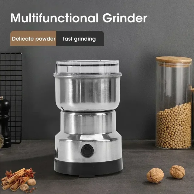 200W Electric Coffee & Spice Grinder, Stainless Steel Large Capacity 400ML Dry Food Processor, One-Touch Control for Kitchen 1