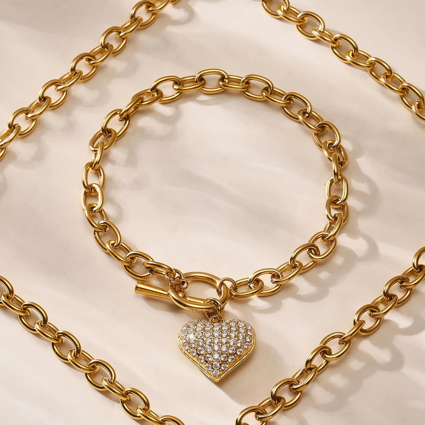 Glänzende Herz Pentant Halskette Frauen Edelstahl Vergoldet OT Schnalle Wasserdichte Kette Weibliche Mädchen Schmuck Geschenk – Detail 12