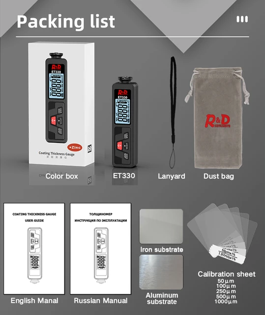 R&D ET330 塗装膜厚計 Fe & NFe & 亜鉛 中古車検査 膜厚
