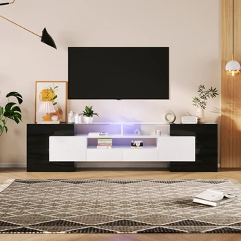 Supporto TV in legno lucido 200 * 35 * 60 cm Mobile TV Ampio spazio di archiviazione Illuminazione a LED colorata Adatto per TV Dimensioni 60-69 pollici 1