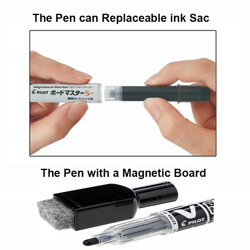Pilot Erasable Whiteboard Markers with Magnetic Eraser Cap Japan Original Replaceable Ink Mark Pen Classroom Home Office Gadget white marker pens marker pens color marker pens pen marker dry erase markers whiteboard pens