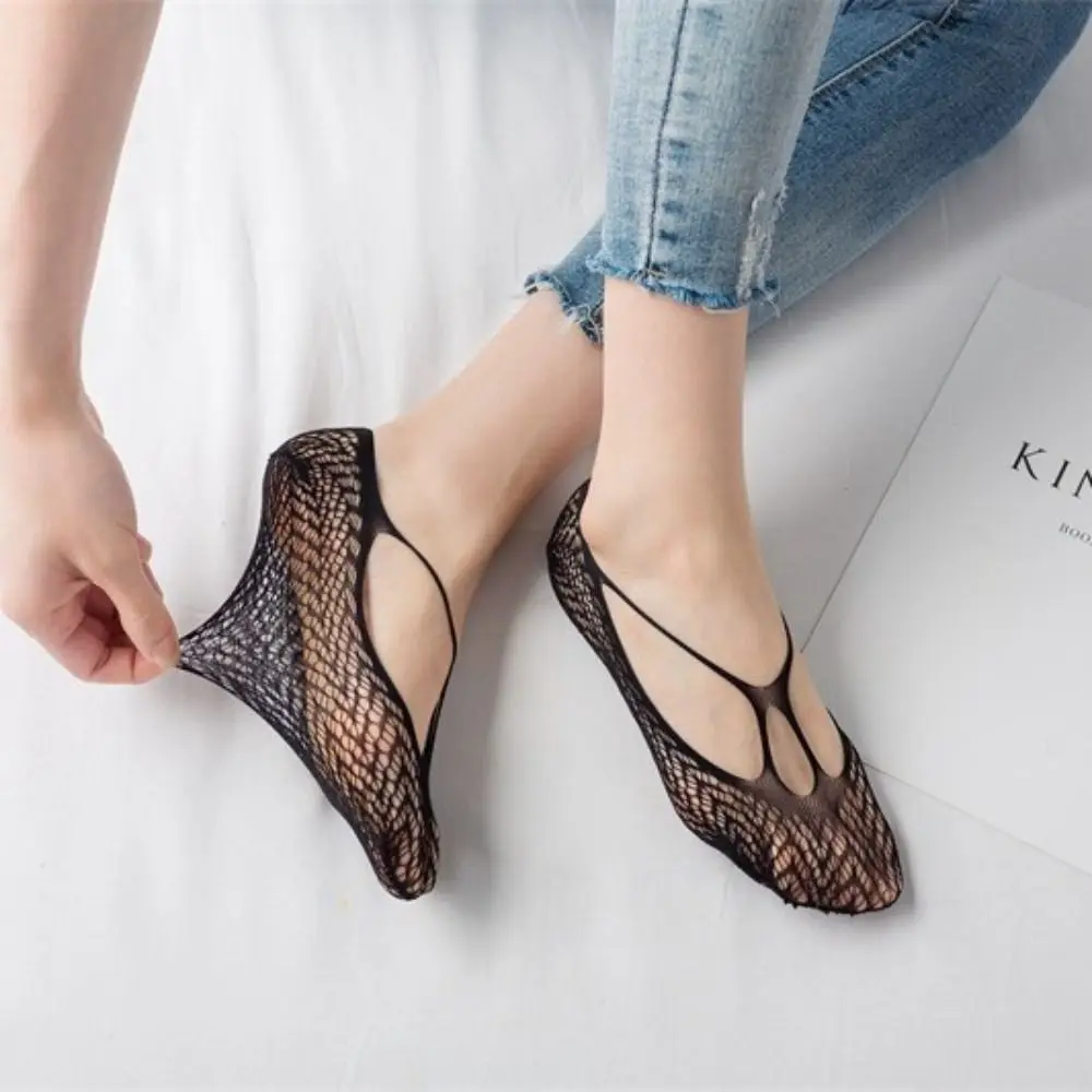1Pair Summer Breathable Hollow Out Mesh Socks New Fashion Non-slip Sling Lace Invisible Boat Socks for Women Hosiery