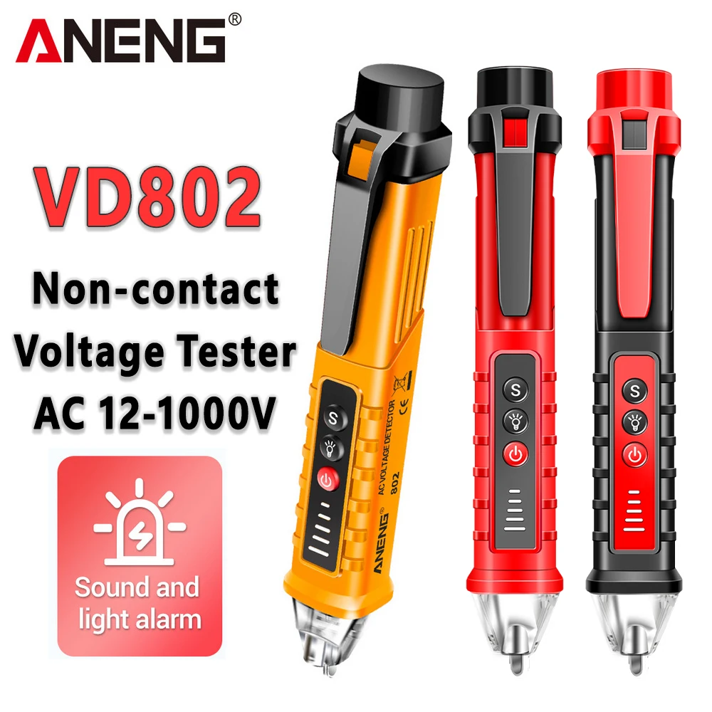 Voltage Detector Tester ANENG VD802 Non-contact AC Voltage Detector Tester Meter 12V-1000v Pen Style Electric Indicator LED voltage meter