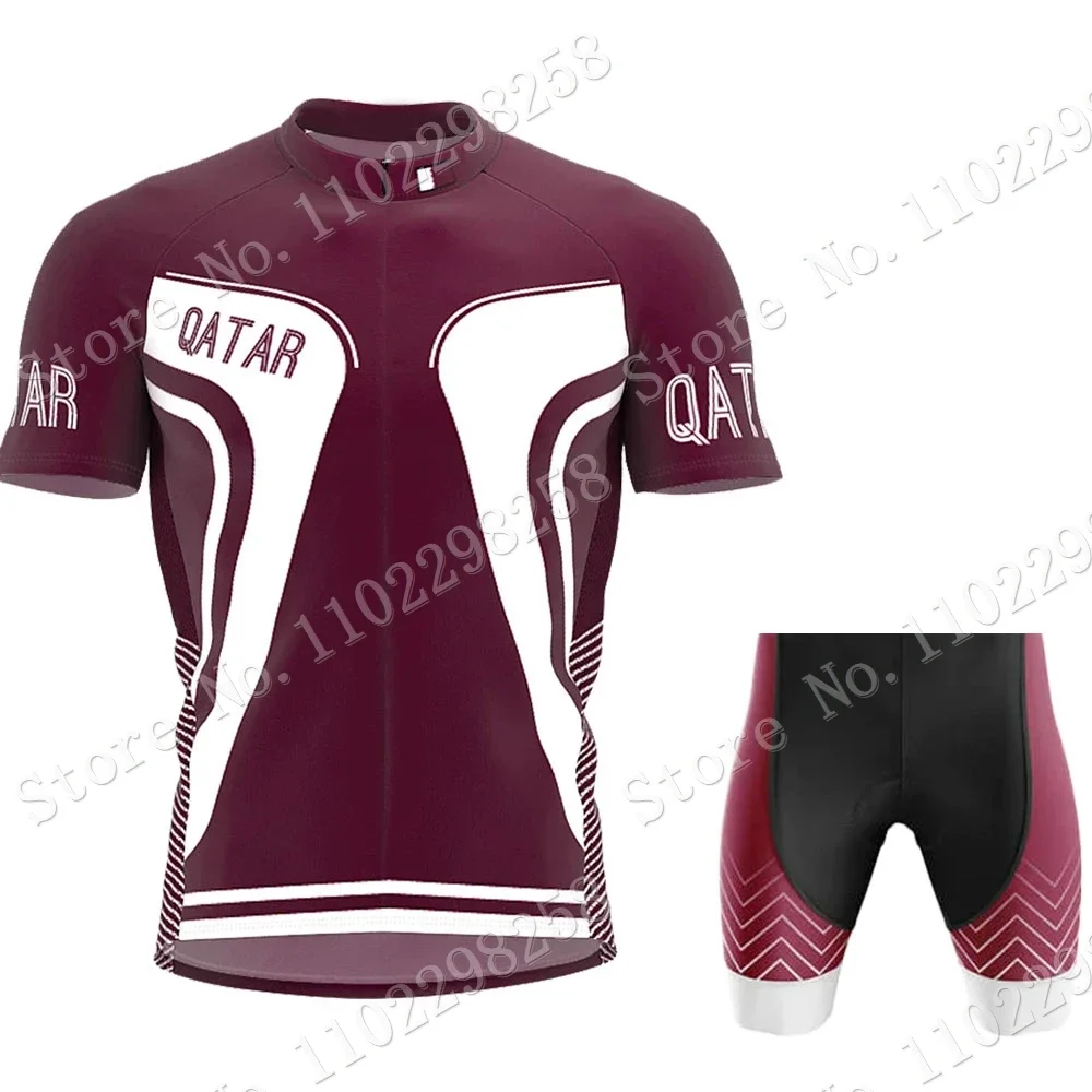 Qatar National Team Cycling Jersey Set Summer Bicycle Clothing Road Bike Shirts Bicycle Bib Shorts
