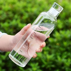 Durable Leakproof BPA - Free 16.91oz Sport Water Bottle with Time Markers for Gym and Outdoor Activities (Transparent 1pc)