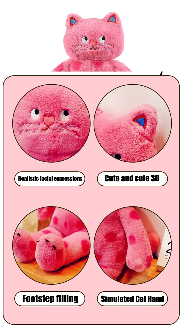 Smiling Critters plush toy pink polka dot plush cat puff plush doll decoration soft filling toy children's gift 6