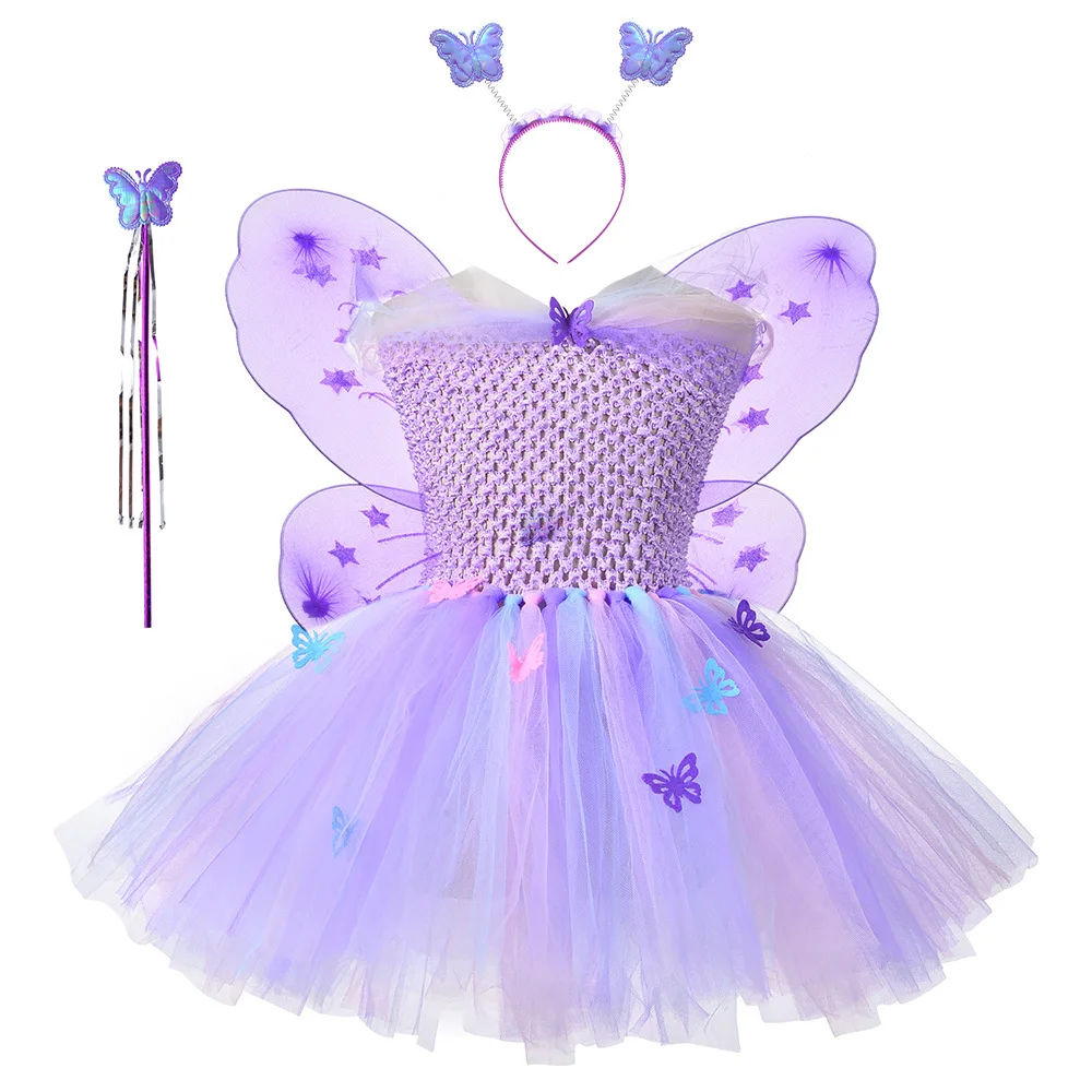 

Милые детские платья в виде бабочек, костюмы Tinkerbel для девочек, искусственное платье с крыльями бабочки, бальное платье принцессы с Пчелой в горошек