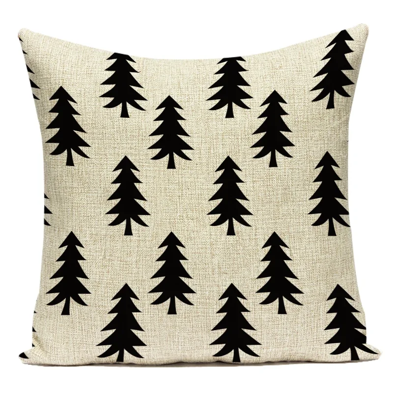 Black and White Cartoon Animals Decorative Pillow Cover