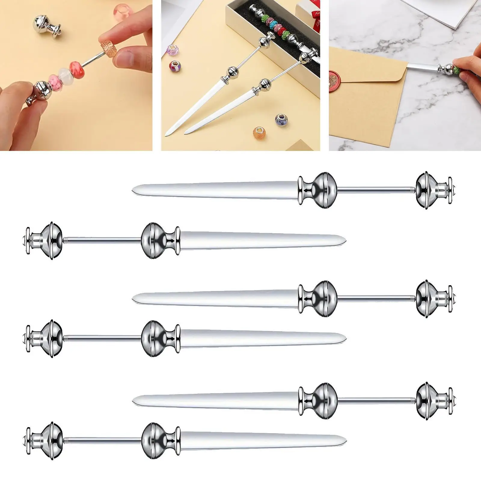 6x Letter Opener Mail Supplies Ergonomic Stainless Steel Rounded Handle File Envelope Opener Desk Letter Envelope Slitter