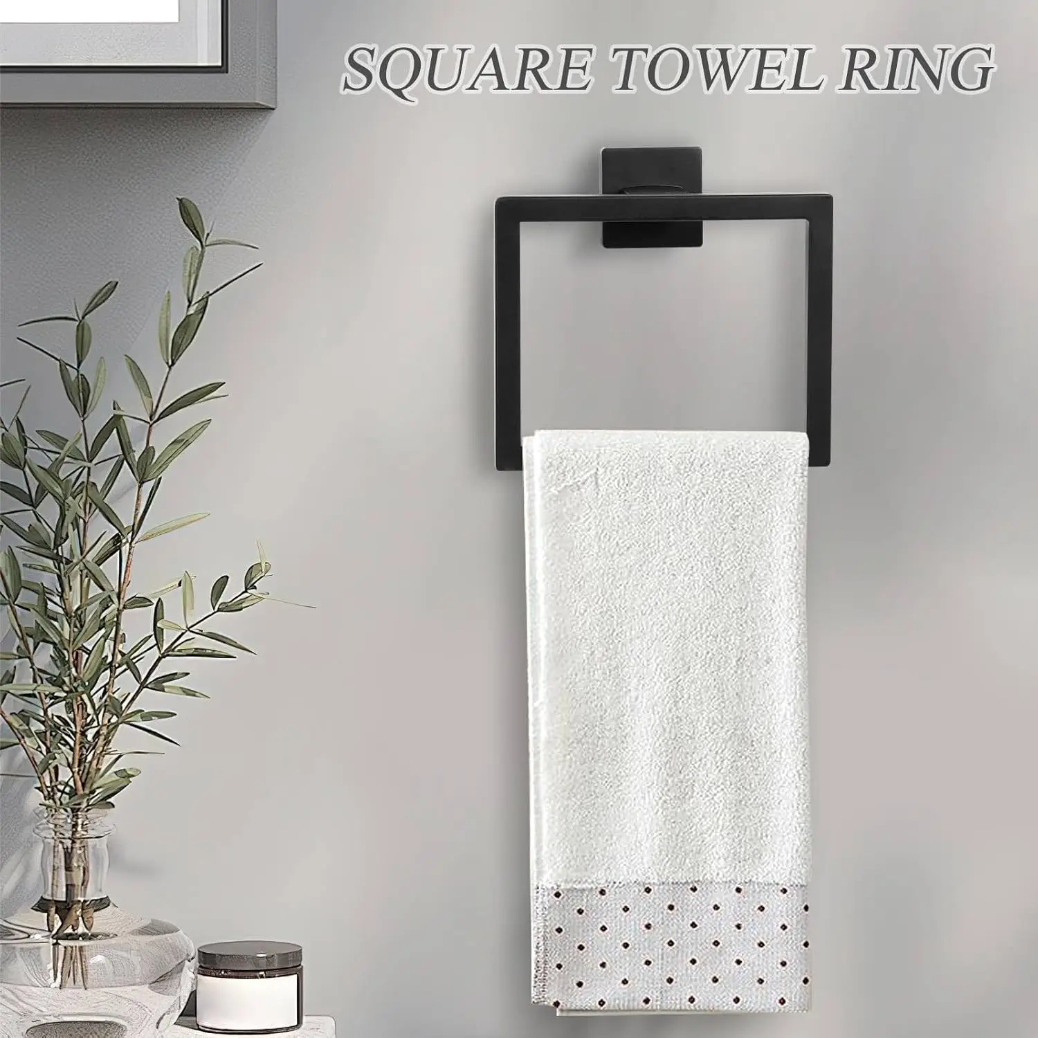 10-Piece Black Towel Bar Set. Stainless Steel. Includes Toilet Paper Holder with Shelf. 23.6" Wall-Mounted.