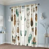 2pcs, Popular Curtain Panels 2D print Cactus and feathers Machine Washable Fabric (without rod) Thermal Insulation, and Room 6