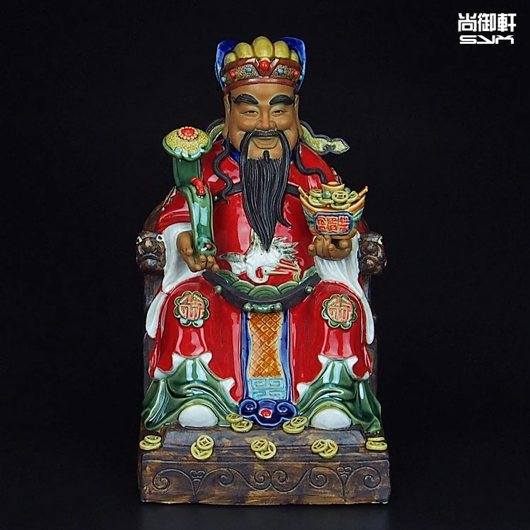 

Shiwan boneka master kerajinan butik keramik ornamen Zhaocai tokoh Dekorasi ruang tamu kerajinan dekoratif pintu Dewa