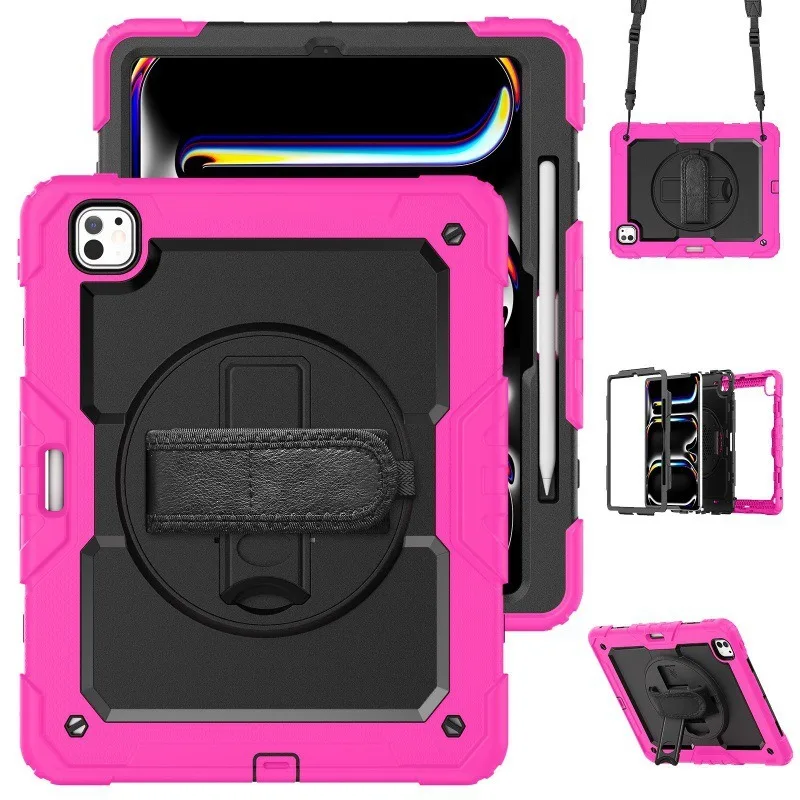Kickstand Shockproof Case with PET Screen Protector and Shoulder Strap