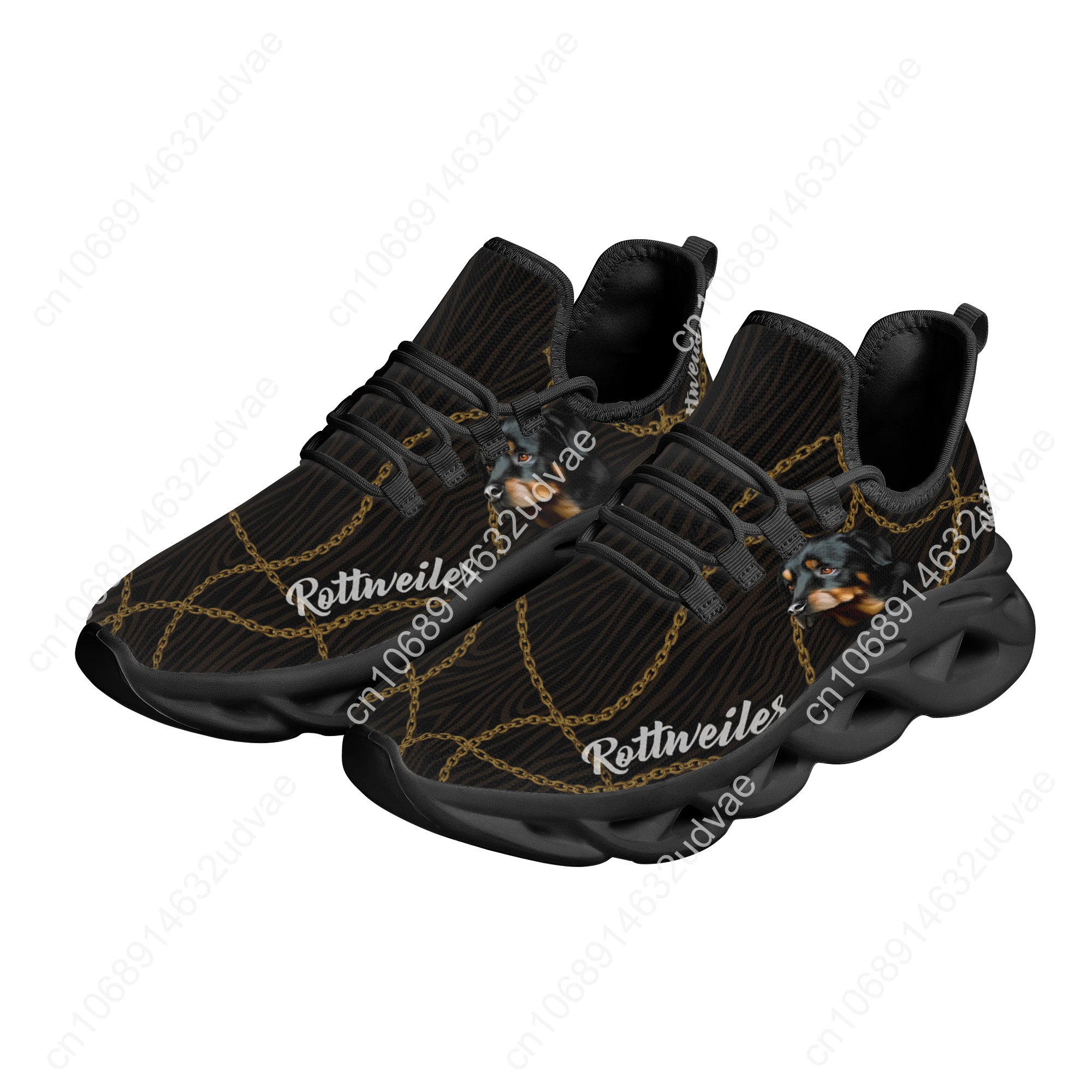 Fashion Rottweiler Gold Chain Design Sneakers Mesh Breathable Outdoor Sport Sneakers Training Shoes Flat Zapatos