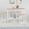 Kitchen Table Set for 4, Modern High Top Table with 4 High Bar Stools, 5-Piece Counter Height Dining Table Set White Oak 5