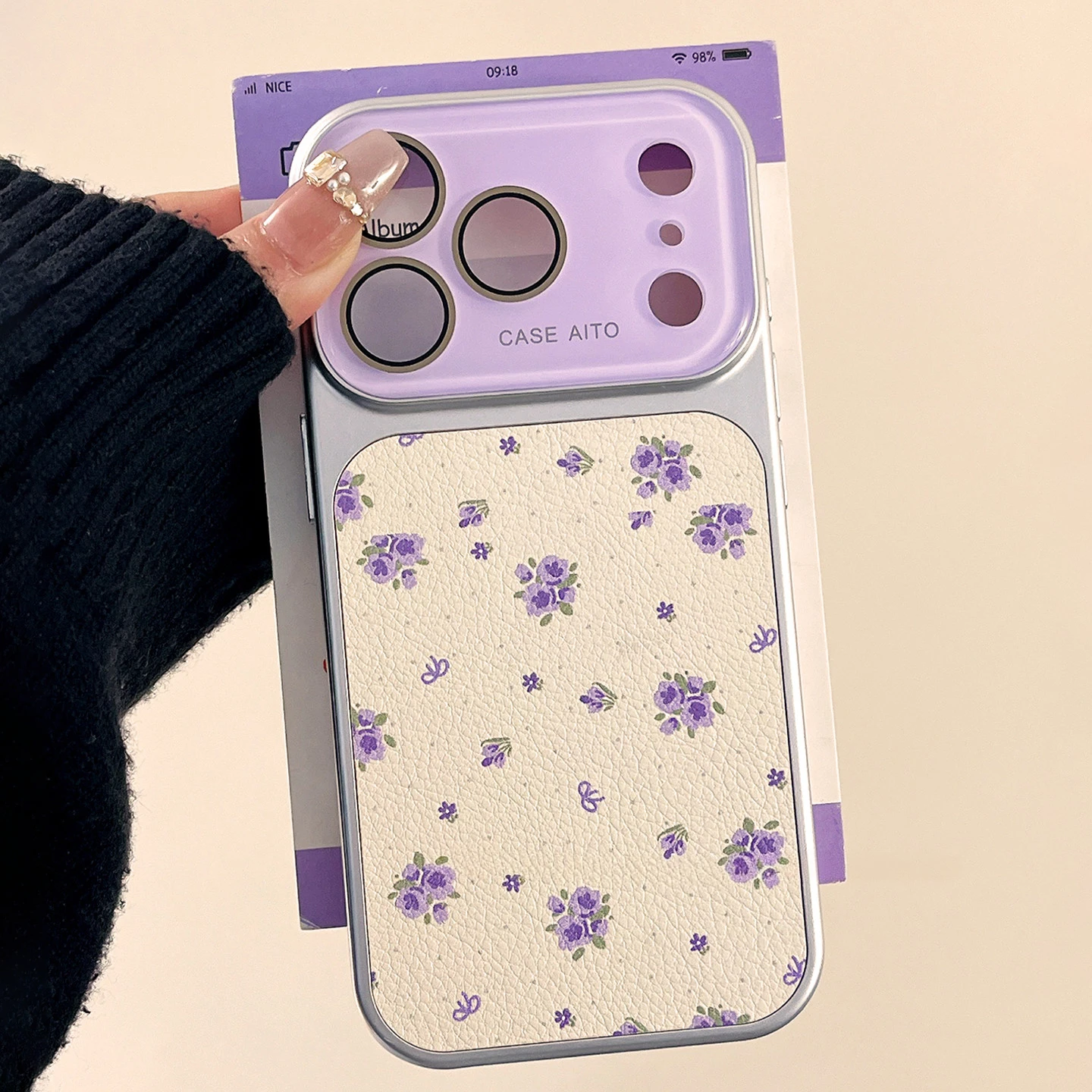 Luxury Floral Window Phone Case with Camera Protector - Shockproof Ultra Slim Design