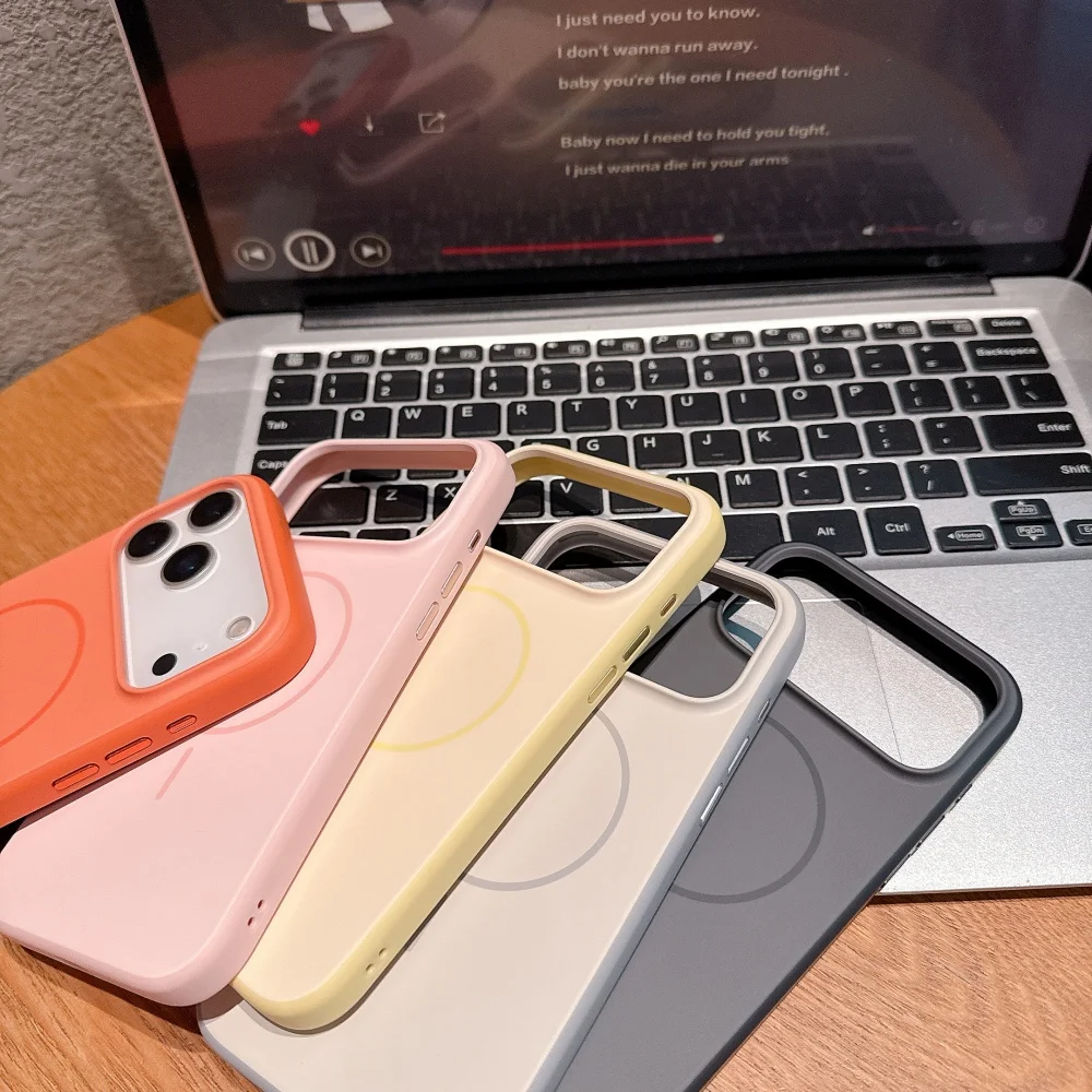 Matte Candy Solid Color Case For Iphone 16 Pro Max 17 Air Magnetic Wireless Charging Ultra Slim Shockproof Cover_voghion.com
