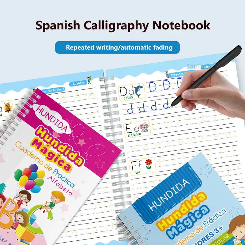 Spanish Magic Books Learning Numbers In Spanish Lettering for Children Reusable Magic Practice Copybook Montessori Writing Set 6