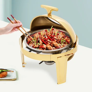 6L Stainless Steel Round Buffet Warmer Chafing Set 1