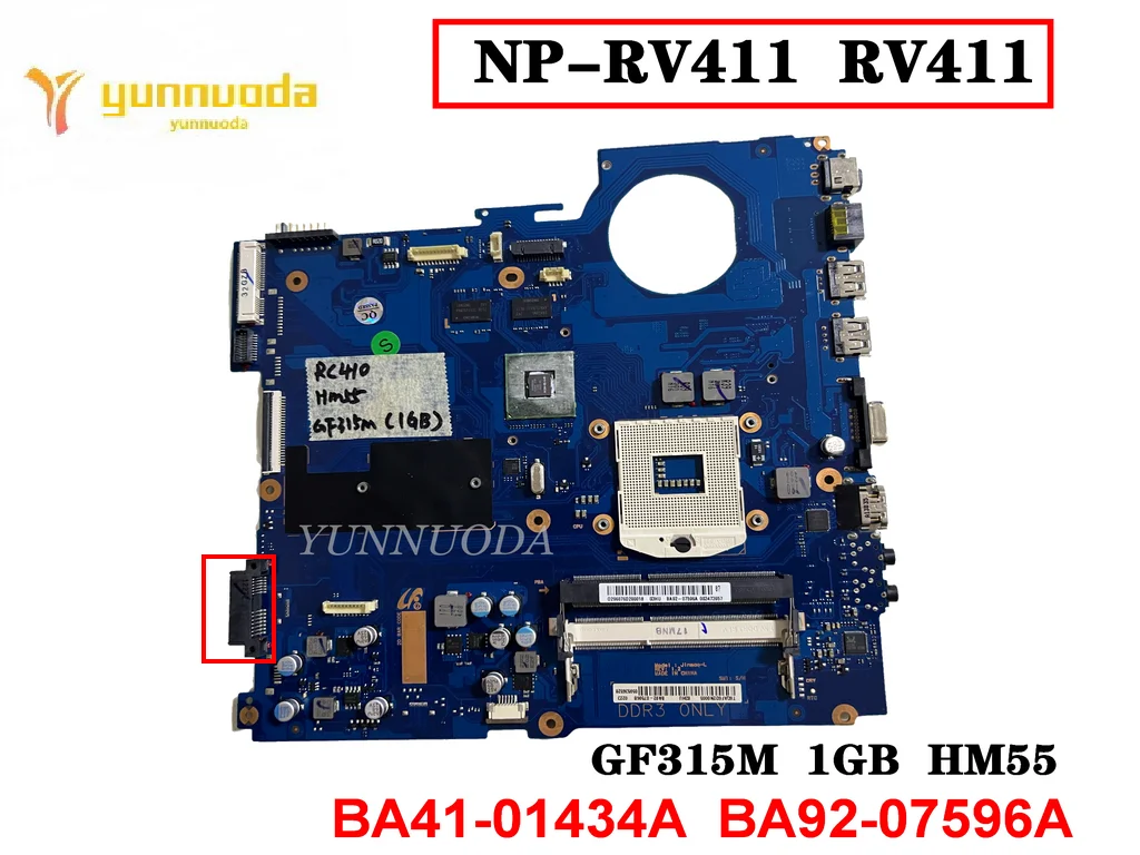 Carte mère originale pour SAMSUNG NP-RV411 RV411, 1 go, GF315M, HM55 BA41-01434A, BA92-07596A testée, pour ordinateur portable, livraison gratuite