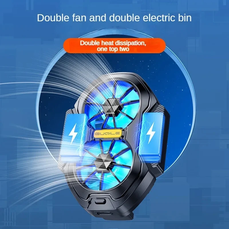Phone Cooler Mobile Radiator Cell Phone Fan FS01 Dual Fan Rechargeable Mobile Phone Cooler Stronger Cooling Air Phone Radiator Mini Back Clip USB Radiator For 62-92mm
