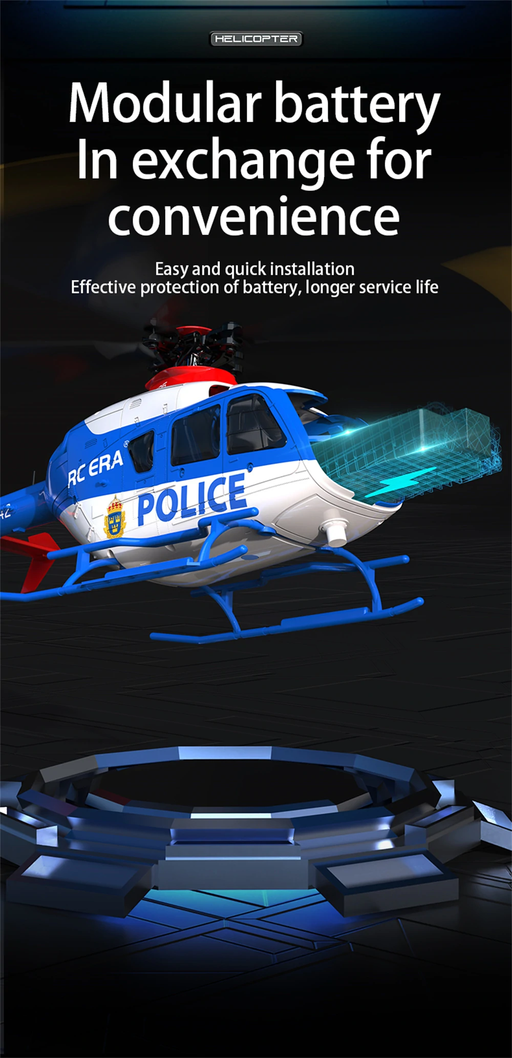 RC ERA C123 2.4G 6CH 6-Axis Gyro Optical Flow Localization Altitude Hold 1:36 EC135 Scale RC Helicopter RTF