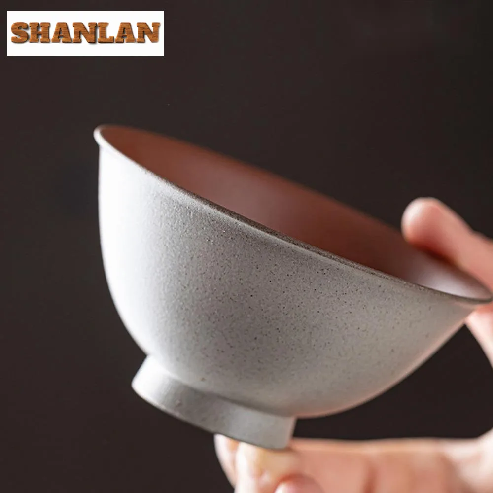 100ml Handmade Coarse Pottery Anti Scalding Gaiwan Antique Tea Tureen Household Tea Making Cover Bowl Chinese Set Ornaments