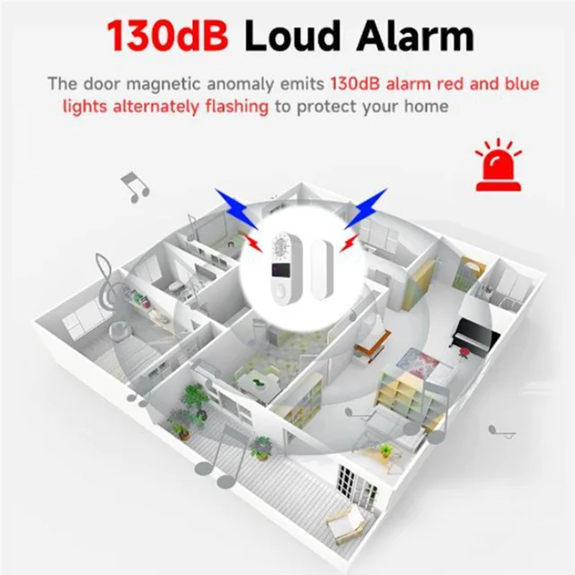 AA08-Wireless Home Door Window Sensor Burglar Security Alarms System Opening Magnetic Door Sensor 130Db Security Alarms 2