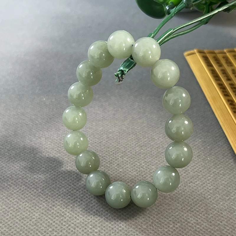 Genuine Natural Hetian Jade And End Blue Round Bead Bracelet Noble And Elegant Retro Belt Gift Box Hetian Jade Beaded Bracelet
