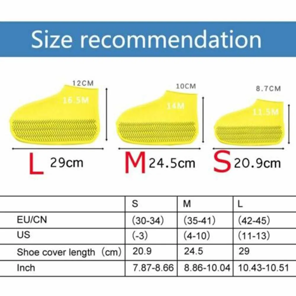 1 Pair Waterproof Silicone Shoe Cover Recyclable Boot Cover Protector Outdoor Rainy Slip-resistant Rain Shoes Covers