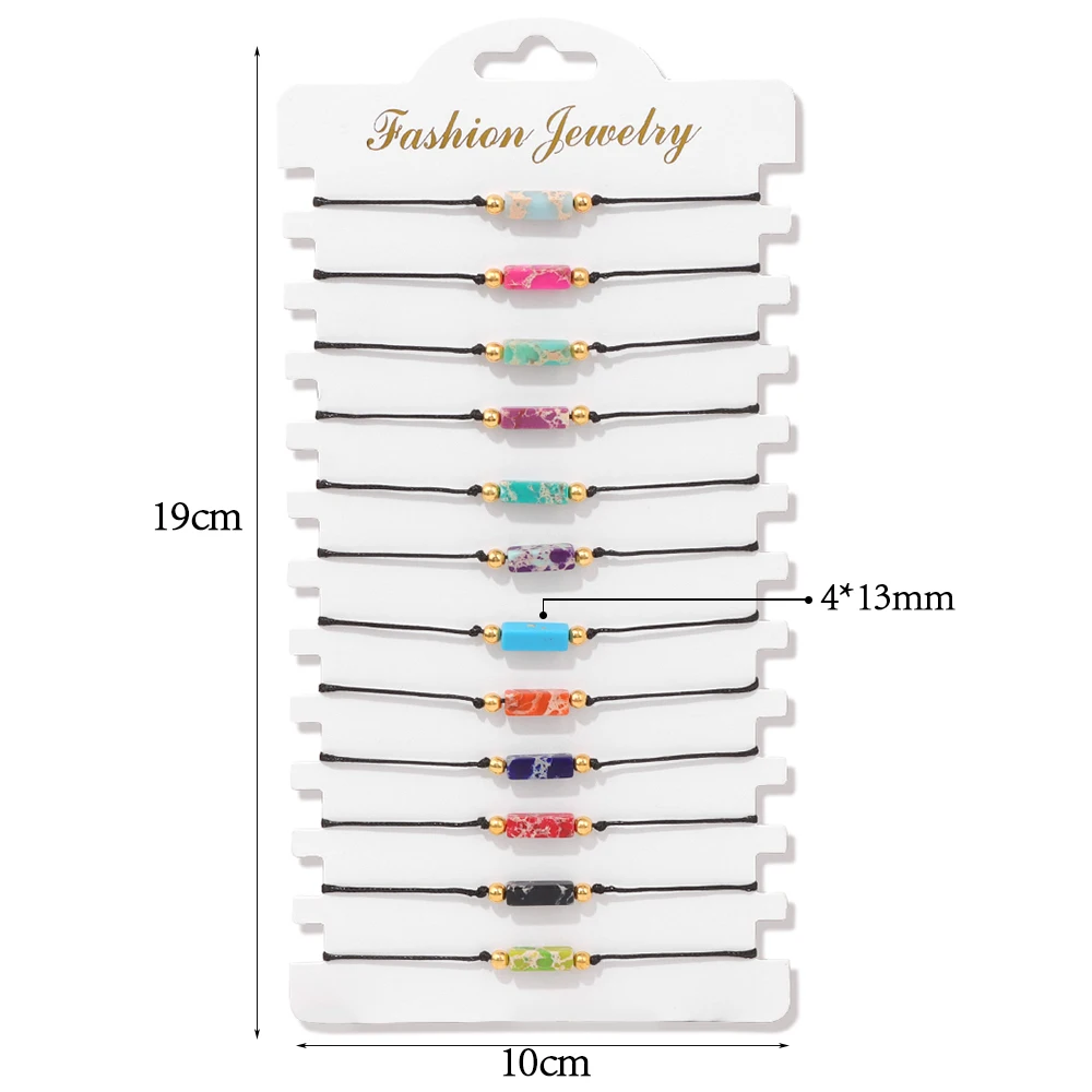 12 Teile/satz Bunte Natürliche Stein Armband Handgemachte Einstellbare Seil Glück Charme Armbänder Armreifen Für Männer Frauen Schmuck Geschenk – Detail 5
