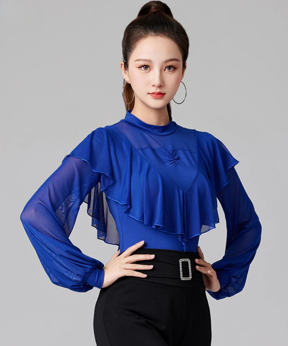 Women's Line Dance Tops Samba Party Latin Shirt Summer Adult Female Dance Long Sleeve Tops Performance Practice Clothes dance shirts
