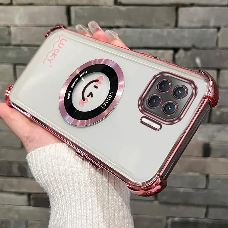 Transparent Smile Face Magnetic Phone Case - Airbag Anti-Knock Cover