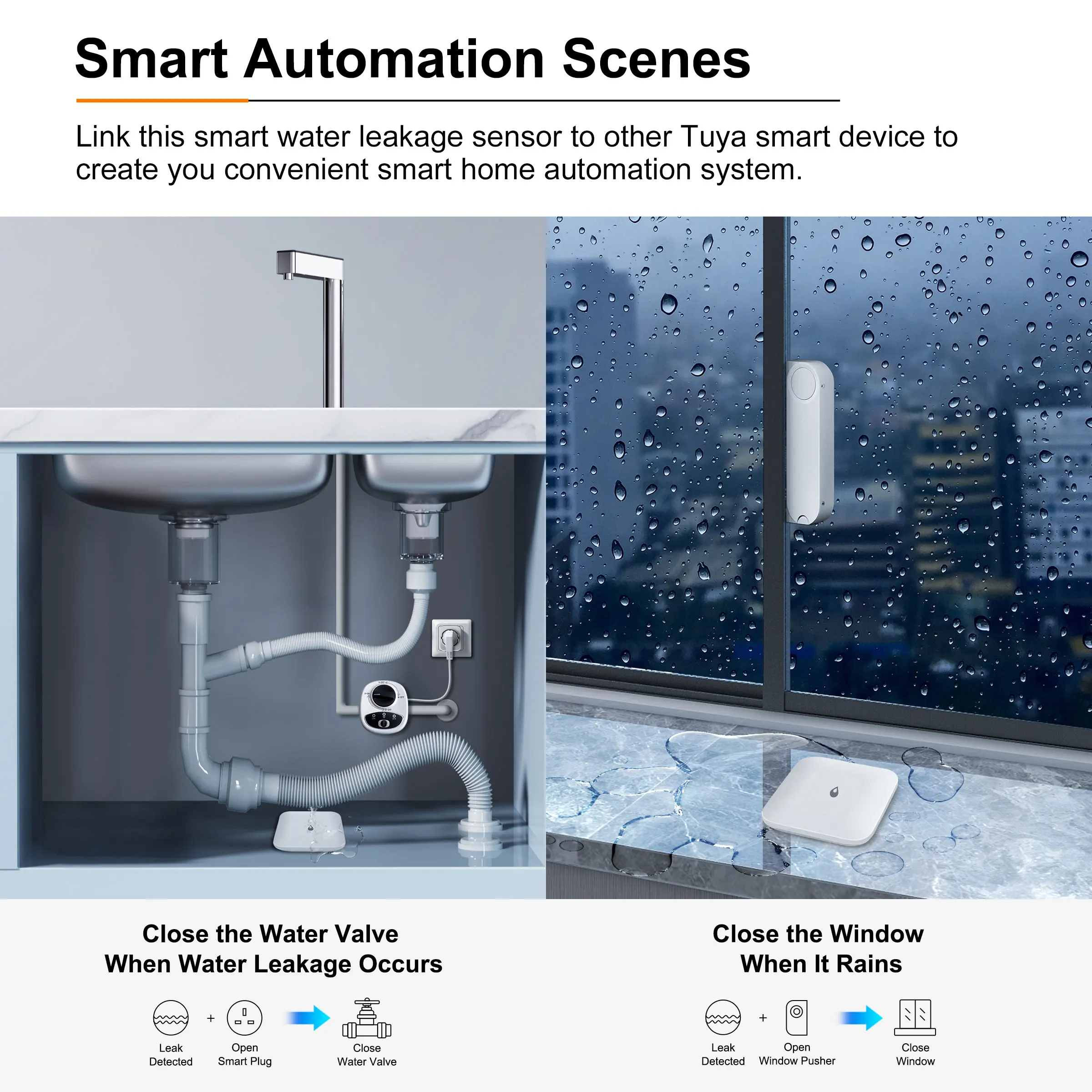 GIRIER Tuya Smart ZigBee Water Leak Detector Wireless Water Leakage Sensor for Home Overflow Monitoring Work with Home Assistant water leak sensor