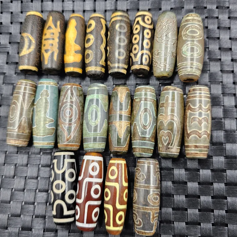 Stile Tibetano Dzi Bead Jade Perline Sparse Guanyin Tiger Tooth 21 Eye Vaso Guscio Di Tartaruga Sky Beads Bracciale Con Perline A Forma Di Botte