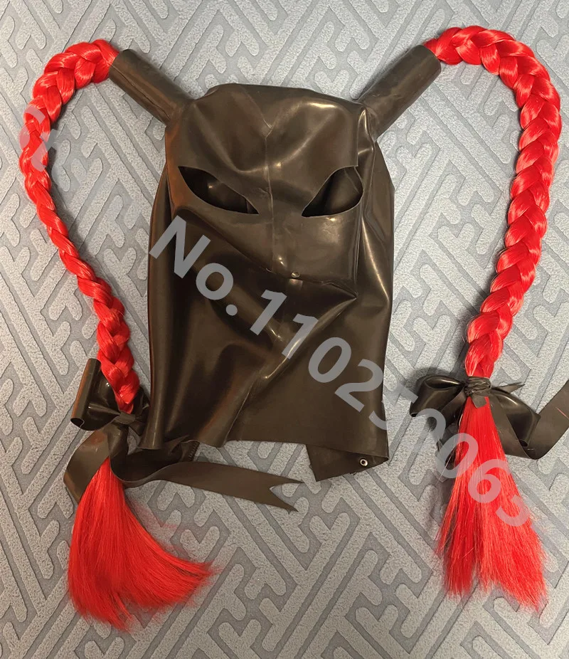 MXRYSQY Masque Noir En Caoutchouc Latex Capuche De Mascarade En