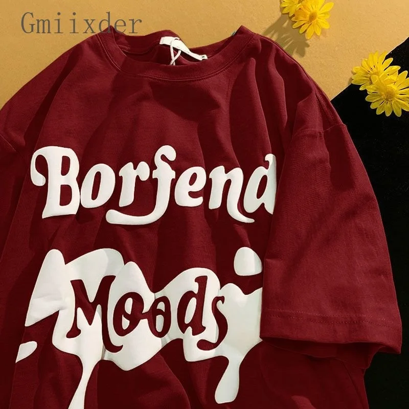 

Футболка гранж в стиле ретро с коротким рукавом, новинка 2023, топ с надписью в стиле преппи для мужчин и женщин, уличная одежда, индивидуальная футболка большого размера