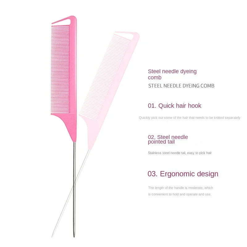 4pcs/set French Braid Tool Loop Elastic Hair Bands Remover Cutter Rat Tail Comb Metal Pin Tail Braiding Combs for Hair Styling 5