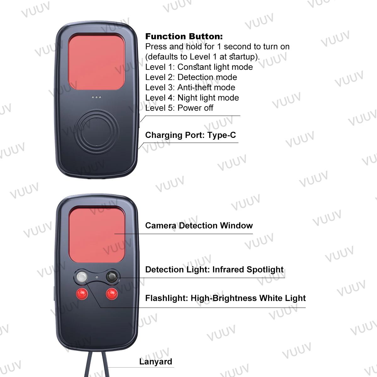 Scanner Anti-Spia Portatile: Design Compatto per Rilevare Telecamere Nascoste nelle Case in Affitto Airbnb - immagine 5