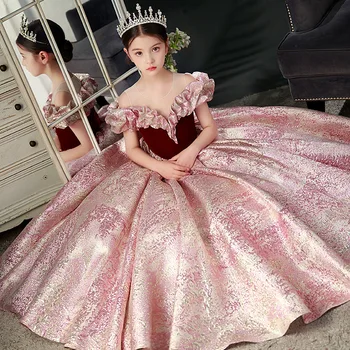 Kids Satin Dresses Elegant Girls Formal Prom Dresses Princess Party Dresses Teenagers Birthday Baptismal Costumes 1