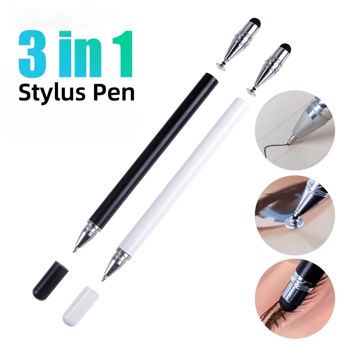 3 in 1 Stylus Pen Universal Drawing Tablet Capacitive Screen Touch Pen for Mobile Android Phone Smart Screen Pencil Accessories
