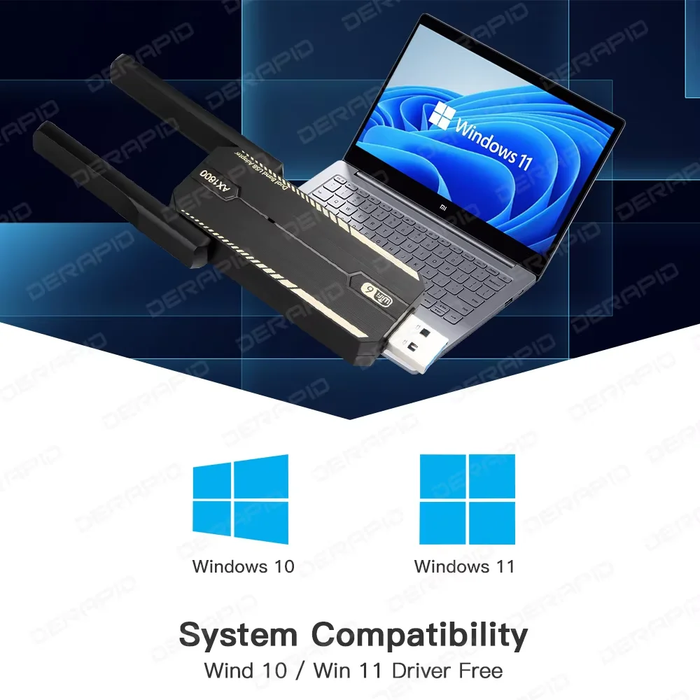 AX1800 WiFi 6 USB 3.0 어댑터 PC 노트북용 듀얼 밴드 2.4G/5G MU-MIMO 네트워크 카드 802.11ax 드라이버 무료 Win10/11 1800Mbps